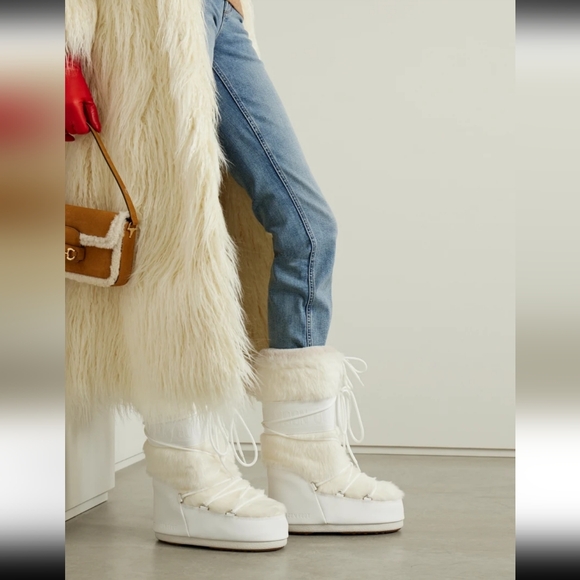 Moon Boot Tall Icon Faux Fur Boot White Cream Moon Boots Fur Snow Boots - Picture 3 of 8
